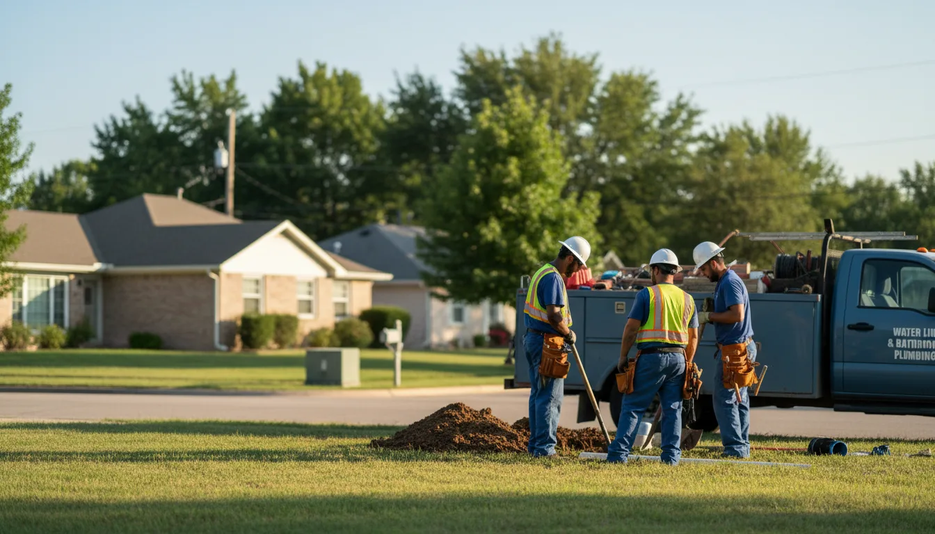 Residential water line and bathroom plumbing service in Springer, OK